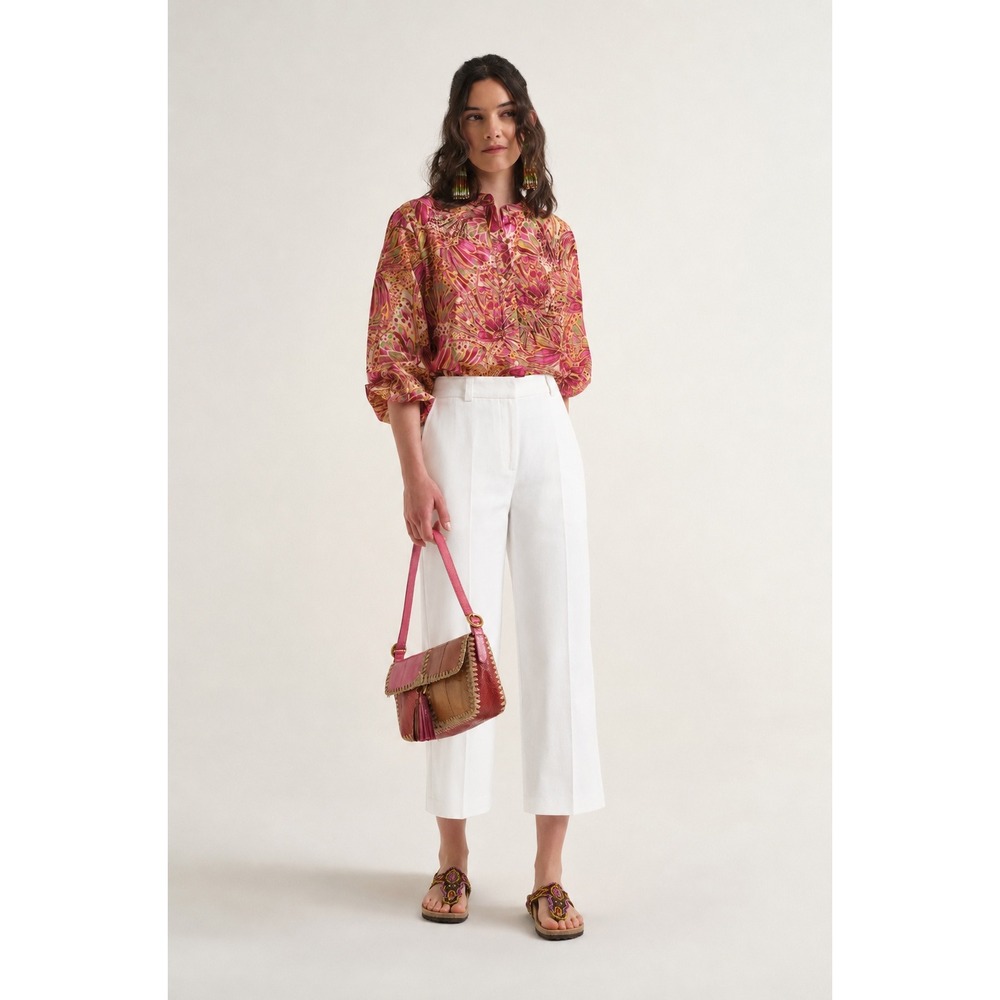 Maliparmi White Wide Leg Cropped Trousers Pants Made in Italy IT 40 Womens
